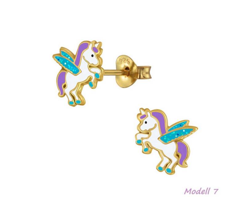 Order & Smile Schmuck Paar Ohrstecker Kinderohrstecker: Mädchen Ohrringe Silber „Einhorn / Pegasus“ von Order & Smile Schmuck