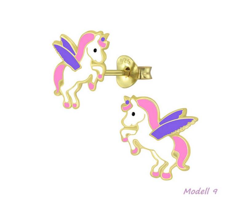 Order & Smile Schmuck Paar Ohrstecker Kinderohrstecker: Mädchen Ohrringe Silber „Einhorn / Pegasus“ von Order & Smile Schmuck