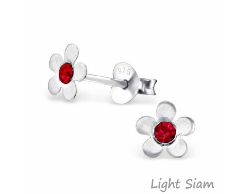 Order & Smile Schmuck Paar Ohrstecker Kinderohrstecker: Mädchen Ohrringe Silber „Kristall Blume“ von Order & Smile Schmuck