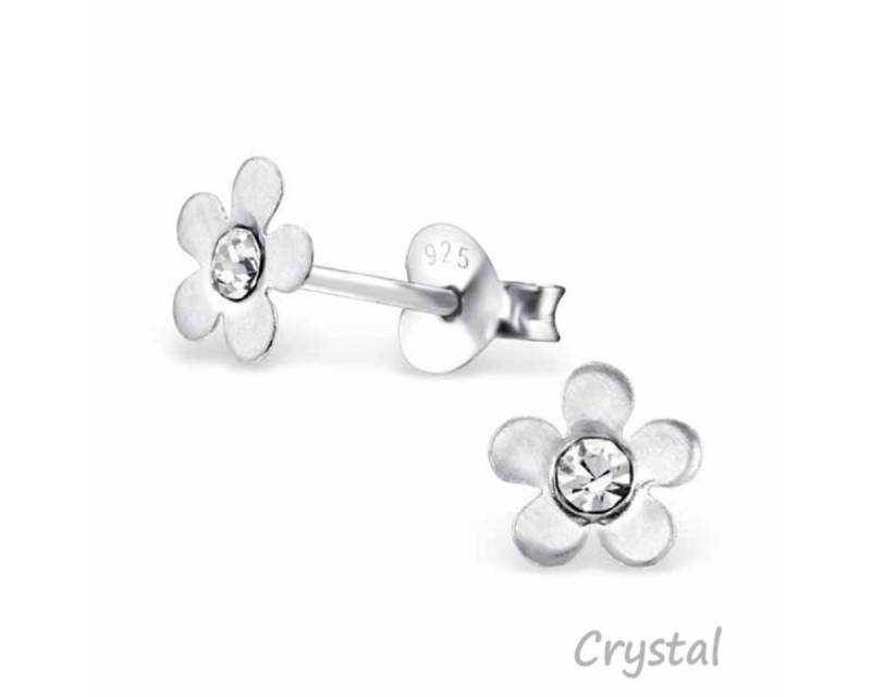 Order & Smile Schmuck Paar Ohrstecker Kinderohrstecker: Mädchen Ohrringe Silber „Kristall Blume“ von Order & Smile Schmuck