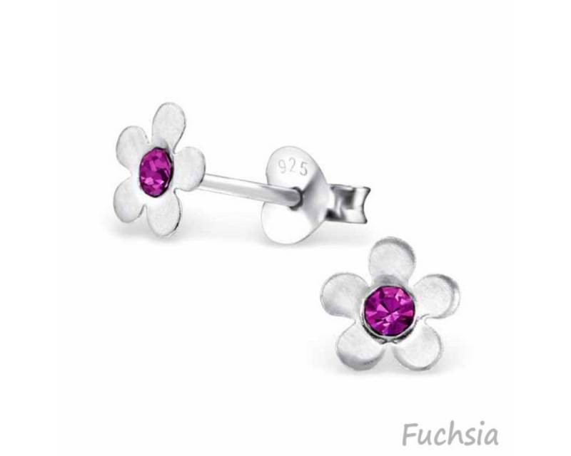 Order & Smile Schmuck Paar Ohrstecker Kinderohrstecker: Mädchen Ohrringe Silber „Kristall Blume“ von Order & Smile Schmuck