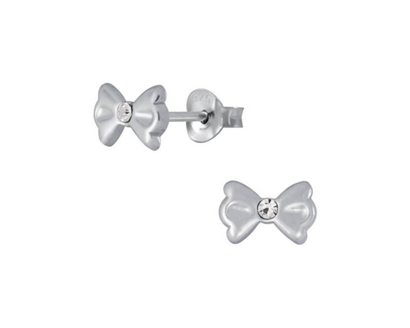 Order & Smile Schmuck Paar Ohrstecker Kinderohrstecker: Mädchen Ohrringe Silber „Kristall Schleife“ von Order & Smile Schmuck