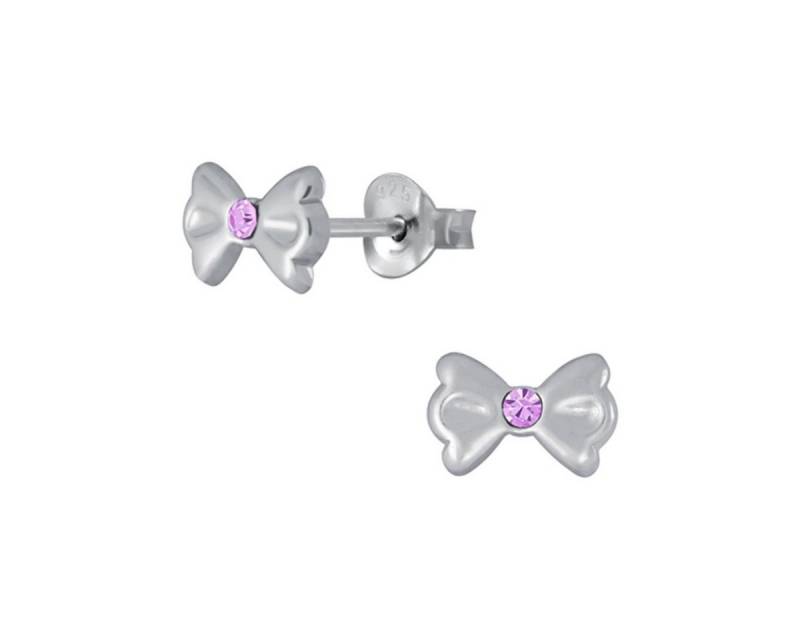 Order & Smile Schmuck Paar Ohrstecker Kinderohrstecker: Mädchen Ohrringe Silber „Kristall Schleife“ von Order & Smile Schmuck