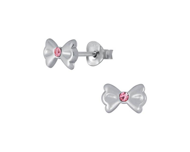 Order & Smile Schmuck Paar Ohrstecker Kinderohrstecker: Mädchen Ohrringe Silber „Kristall Schleife“ von Order & Smile Schmuck