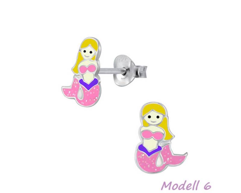 Order & Smile Schmuck Paar Ohrstecker Kinderohrstecker: Mädchen Ohrringe Silber „Meerjungfrau mit Glitzer“ von Order & Smile Schmuck