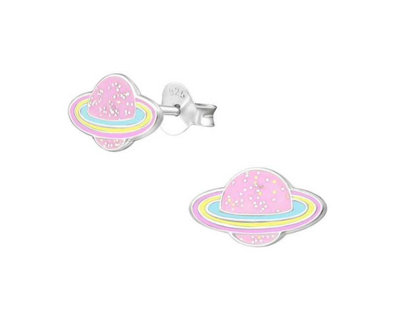 Order & Smile Schmuck Paar Ohrstecker Kinderohrstecker: Mädchen Ohrringe Silber „Planet mit Glitzer“ von Order & Smile Schmuck
