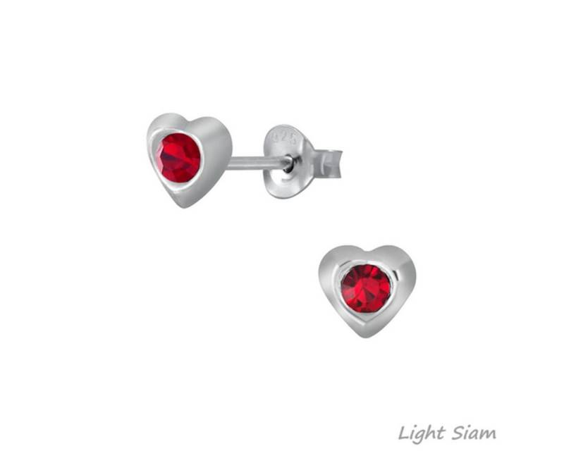 Order & Smile Schmuck Paar Ohrstecker Kinderohrstecker: Mädchen Ohrringe Silber 925 „Kristall Herz“ von Order & Smile Schmuck