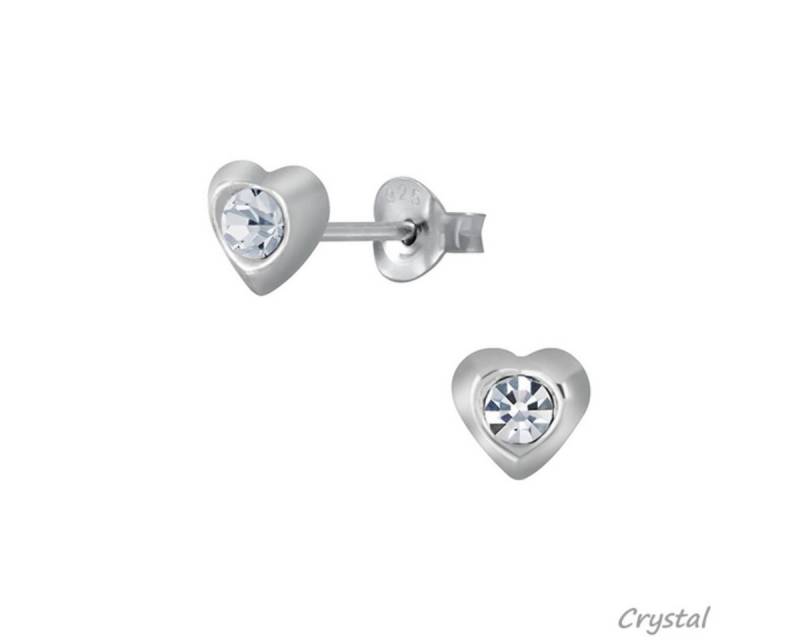 Order & Smile Schmuck Paar Ohrstecker Kinderohrstecker: Mädchen Ohrringe Silber 925 „Kristall Herz“ von Order & Smile Schmuck