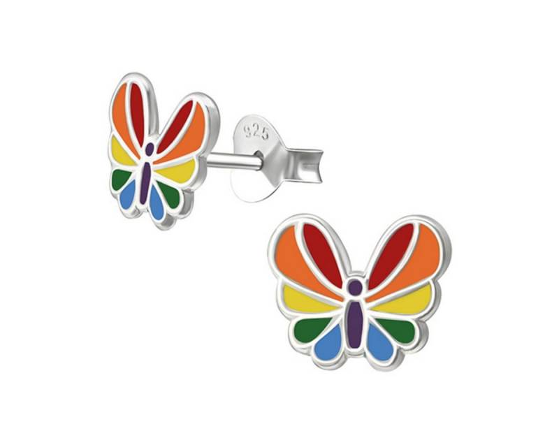 Order & Smile Schmuck Paar Ohrstecker Kinderohrstecker: Silber Ohrringe für Mädchen „bunter Schmetterling“ von Order & Smile Schmuck