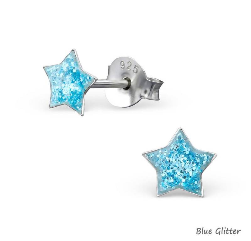 Order & Smile Schmuck Paar Ohrstecker Stern Ohrringe: Kinder Glitzer Sternchen Ohrstecker Silber 925 von Order & Smile Schmuck