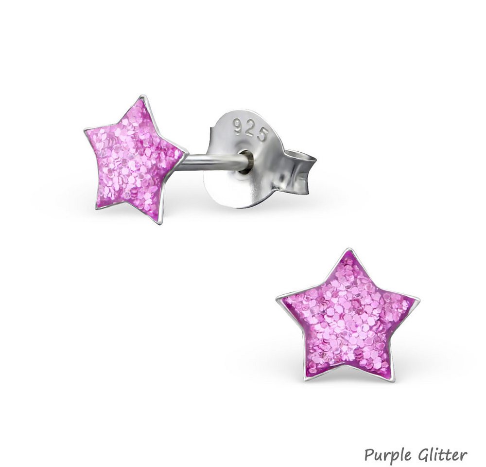 Order & Smile Schmuck Paar Ohrstecker Stern Ohrringe: Kinder Glitzer Sternchen Ohrstecker Silber 925 von Order & Smile Schmuck