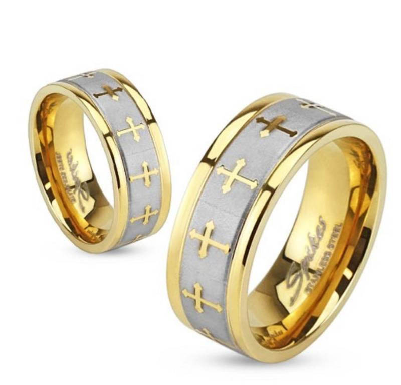 Order & Smile Schmuck Partnerring Partnerring: Edelstahl Ring silber-gold „keltisches Kreuz“ von Order & Smile Schmuck