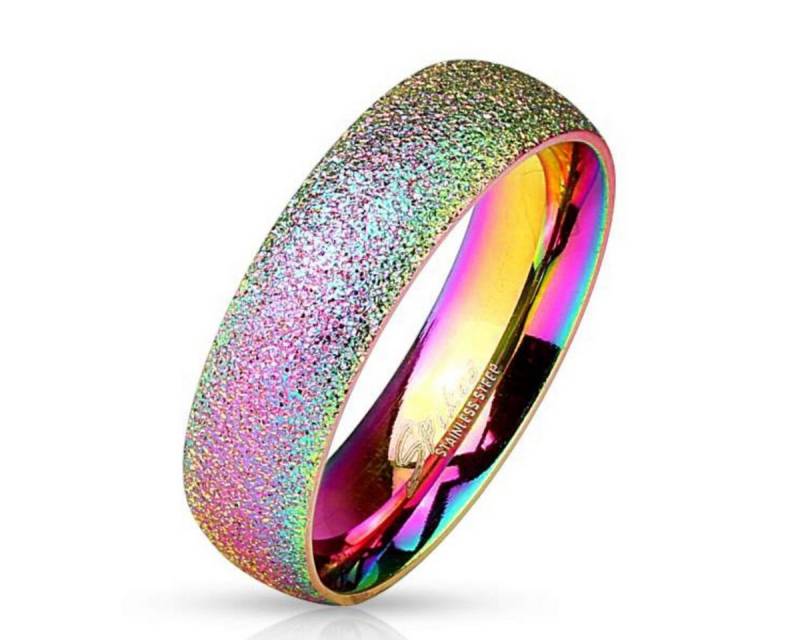 Order & Smile Schmuck Partnerring Regenbogen Ring in Diamantoptik: Edelstahl Partnerring sandgestrahlt von Order & Smile Schmuck