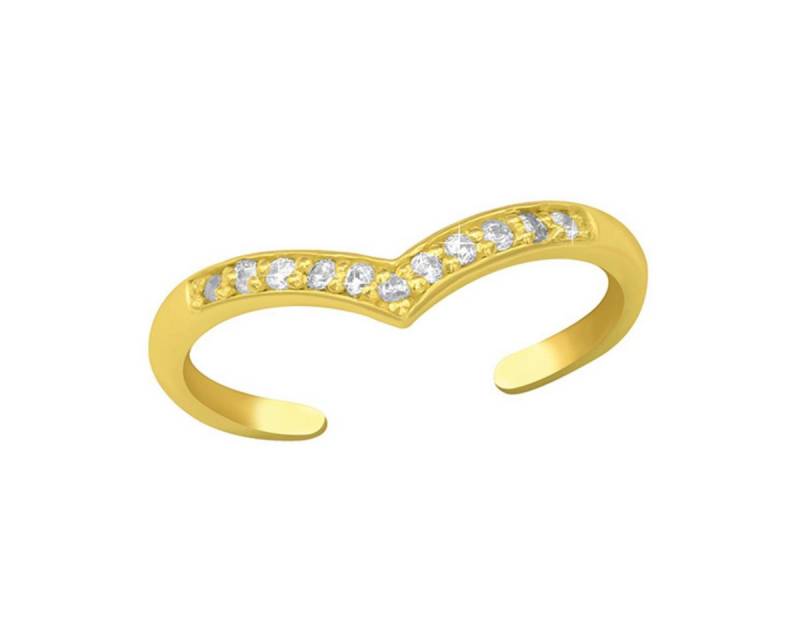 Order & Smile Schmuck Zehenring Zehenring Silber 925: Chevron Zehring gold mit Zirkonia, gestempelt von Order & Smile Schmuck