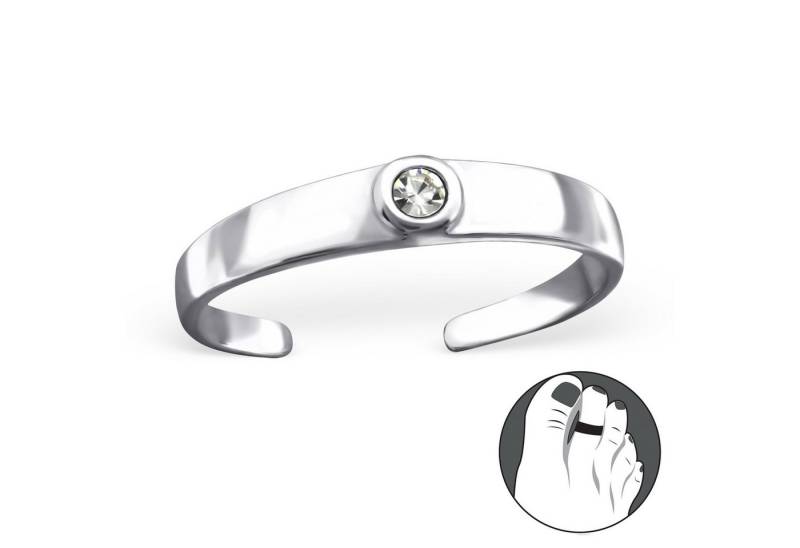Order & Smile Schmuck Zehenring Zehenring Silber 925: Zehring mit weißem Kristall, gestempelt von Order & Smile Schmuck
