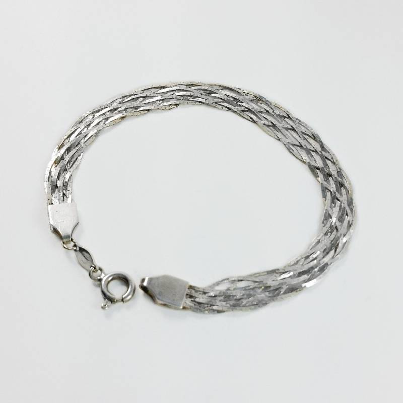 Geflochtenes Armband Aus Sterling Silber - Fischgrät Design 19, 5 cm Multistrand Schmuck Geflochtenes Armband Aus Sterling Silber - Fischgrät Design 19, 5 cm Multistrand Schmuck von OrderOfDisorder