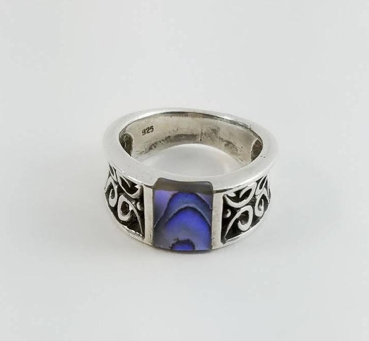 Vintage Abalone Sterling Silber Ring - Größe 5, Cutout Design Vintage Abalone Sterling Silber Ring - Größe 5, Cutout Design von OrderOfDisorder