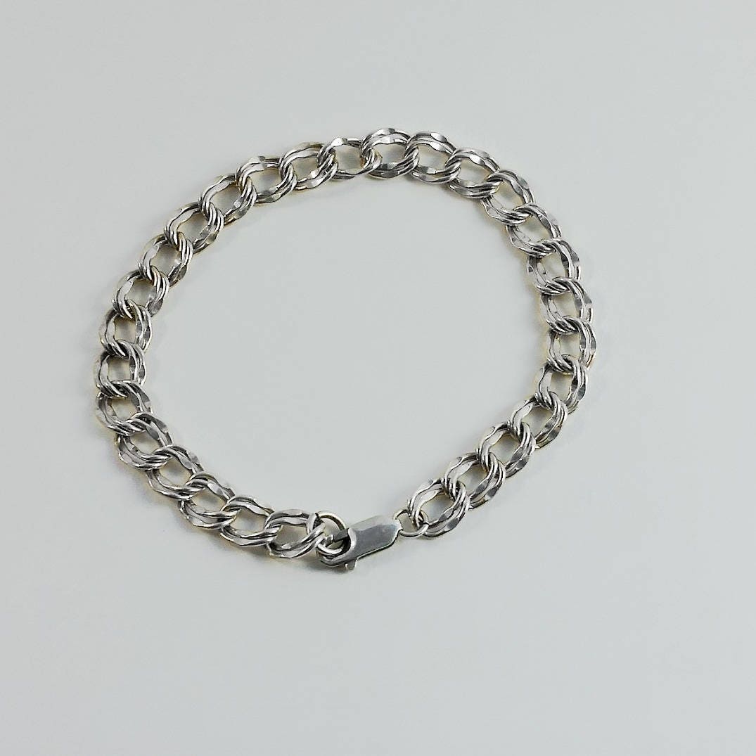 Vintage Sterling Silber Doppel Panzer Gliederarmband - 18cm Chunky Chain Vintage Sterling Silber Doppel Panzer Gliederarmband - 18cm Chunky Chain von OrderOfDisorder