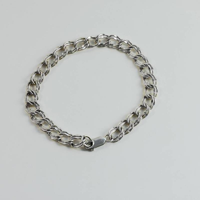 Vintage Sterling Silber Doppel Panzer Gliederarmband - 18cm Chunky Chain Vintage Sterling Silber Doppel Panzer Gliederarmband - 18cm Chunky Chain von OrderOfDisorder