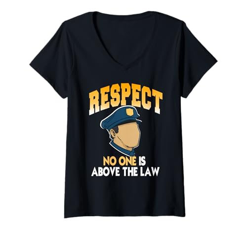 Damen Respektiere das Gesetz und gleiche Rechte für alle T-Shirt mit V-Ausschnitt Damen Respektiere das Gesetz und gleiche Rechte für alle T-Shirt mit V-Ausschnitt von Ordnung Gerechtigkeit Respekt und Verantwortung