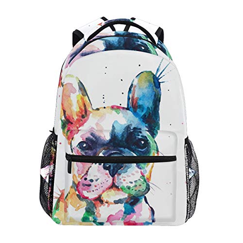 Orediy Schulrucksack Aquarell Französische Bulldogge Rucksäcke Casual Travel Basic Student Book Bag für Kinder Mädchen Jungen von Orediy