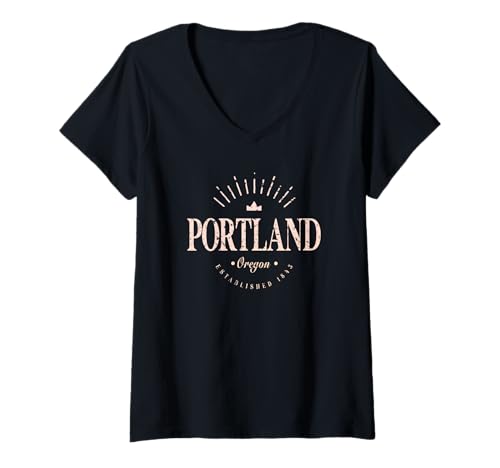 Damen Portland Oregon Modern - Portland ODER T-Shirt mit V-Ausschnitt von Oregon Contemporary Designs