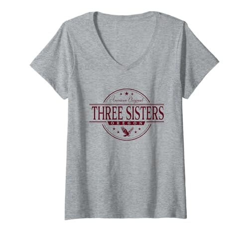 Damen Three Sisters Oregon - Three Sisters OR-Label T-Shirt mit V-Ausschnitt Damen Three Sisters Oregon - Three Sisters OR-Label T-Shirt mit V-Ausschnitt von Oregon Souvenir Cos.
