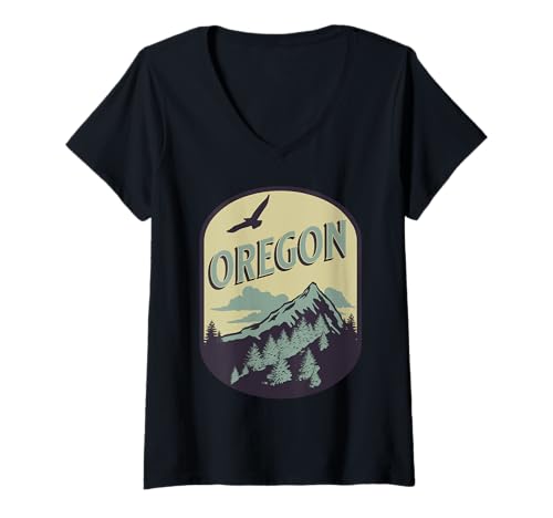 Damen Oregon T-Shirt mit V-Ausschnitt von Oregon USA Outdoor Vintage