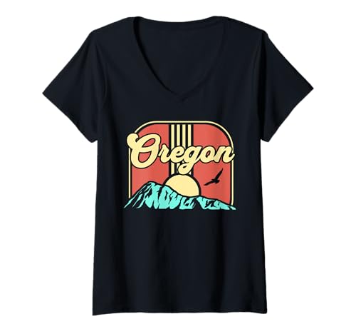 Damen Oregon T-Shirt mit V-Ausschnitt von Oregon USA Outdoor Vintage