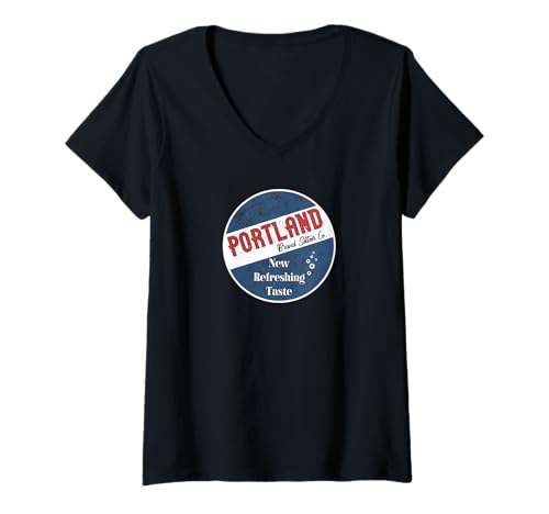 Damen Portland Oregon PDX Vintage Retro Werbung Herren Damen T-Shirt mit V-Ausschnitt Damen Portland Oregon PDX Vintage Retro Werbung Herren Damen T-Shirt mit V-Ausschnitt von Oregon Vintage Shop