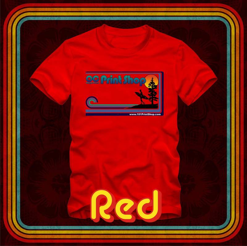 Oregon Coast Print Shop Logo T-Shirt - Basic Herren/Unisex Tshirt Erwachsene Größen S-3xl 16 Farboptionen Zustand Surfer Sonnenbaum von OregonCoastPrintShop