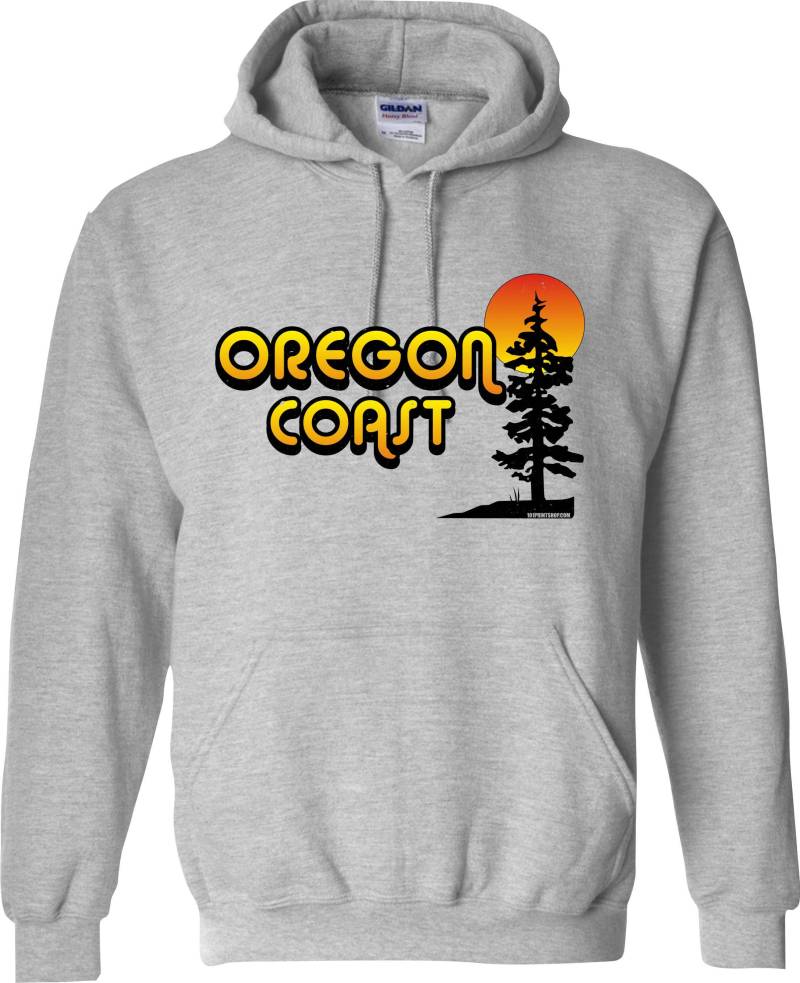 Oregon Coast Retro Baum Sonne Hoodie - Erwachsene Größen S-3xl Kapuzen Sweatshirts Viele Farboptionen Druckerei von OregonCoastPrintShop