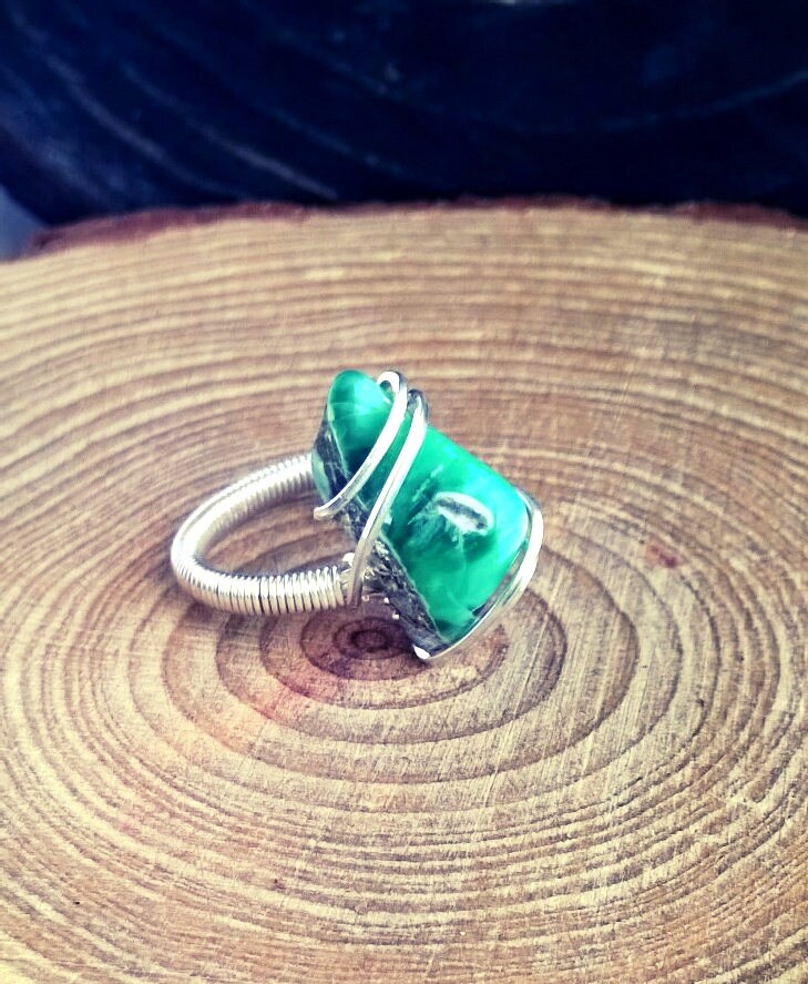 Variscit Ooak Sterling Silber Draht Gewickelter Ring Größe 16, 5 Us von OregonRockShop