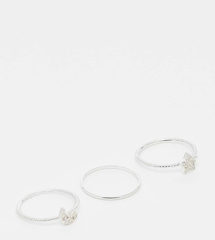 Orelia - 3er-Pack Stapelringe aus Sterlingsilber mit Himmelskörper-Details von Orelia