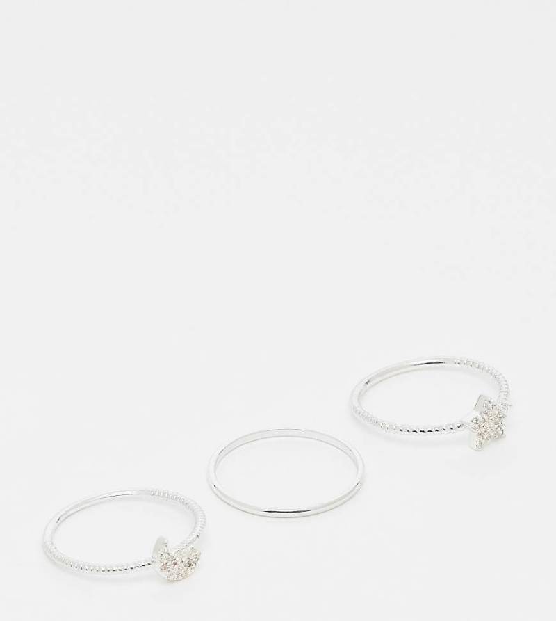 Orelia - 3er-Pack Stapelringe aus Sterlingsilber mit Himmelskörper-Details von Orelia