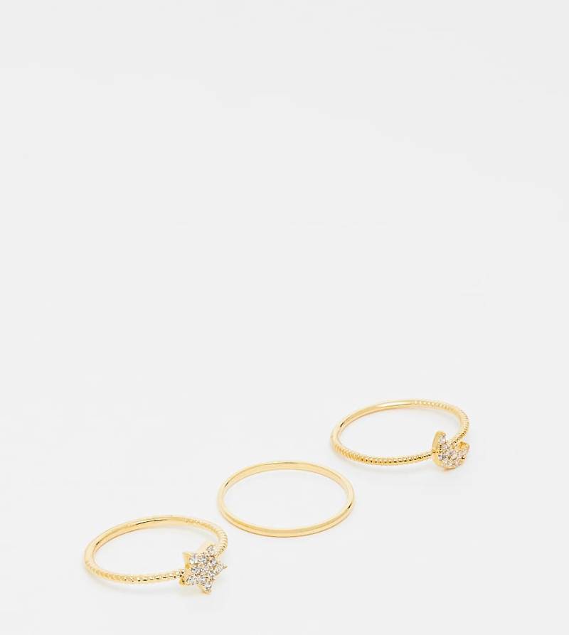 Orelia - 3er-Pack vergoldete Stapelringe mit Himmelskörper-Details-Goldfarben von Orelia