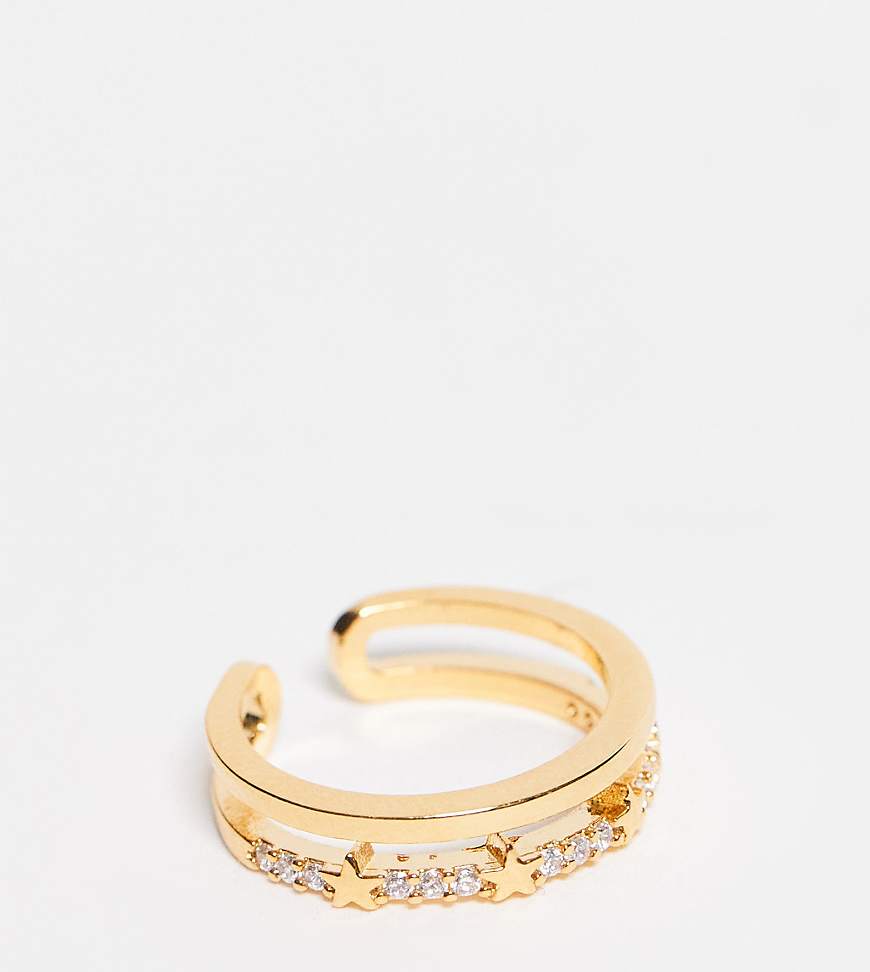 Orelia - Celestial - Verstellbarer Ring mit Vergoldung und Strass- und Stern-verziertem Himmelskörper-Design-Goldfarben von Orelia