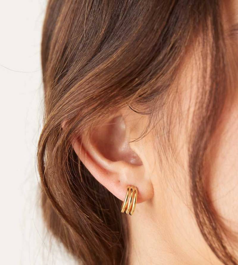 Orelia - Dreireihige Creolen mit 18-Karat-Vergoldung-Goldfarben von Orelia