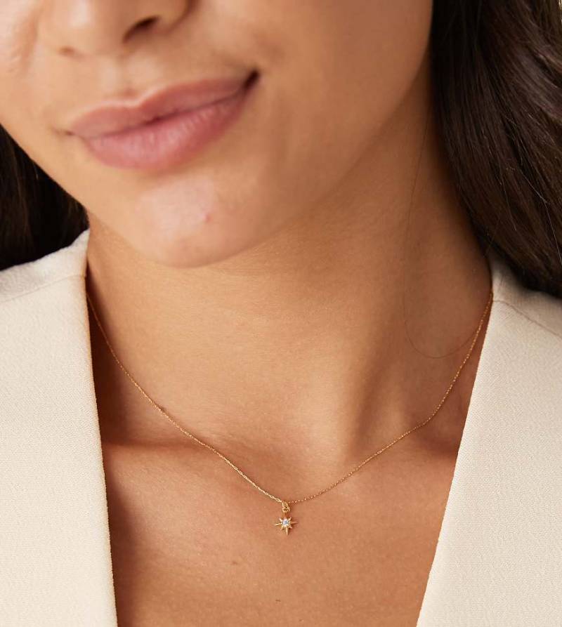 Orelia - Schmale, vergoldete Halskette mit Micro-Strahlenkranzanhänger-Goldfarben von Orelia