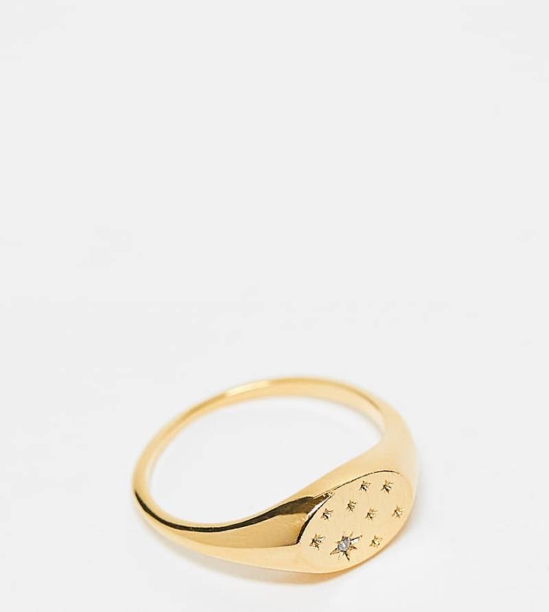 Orelia - Siegelring mit 18-Karat-Vergoldung und Stern-Details mit Kristallbesatz-Goldfarben von Orelia