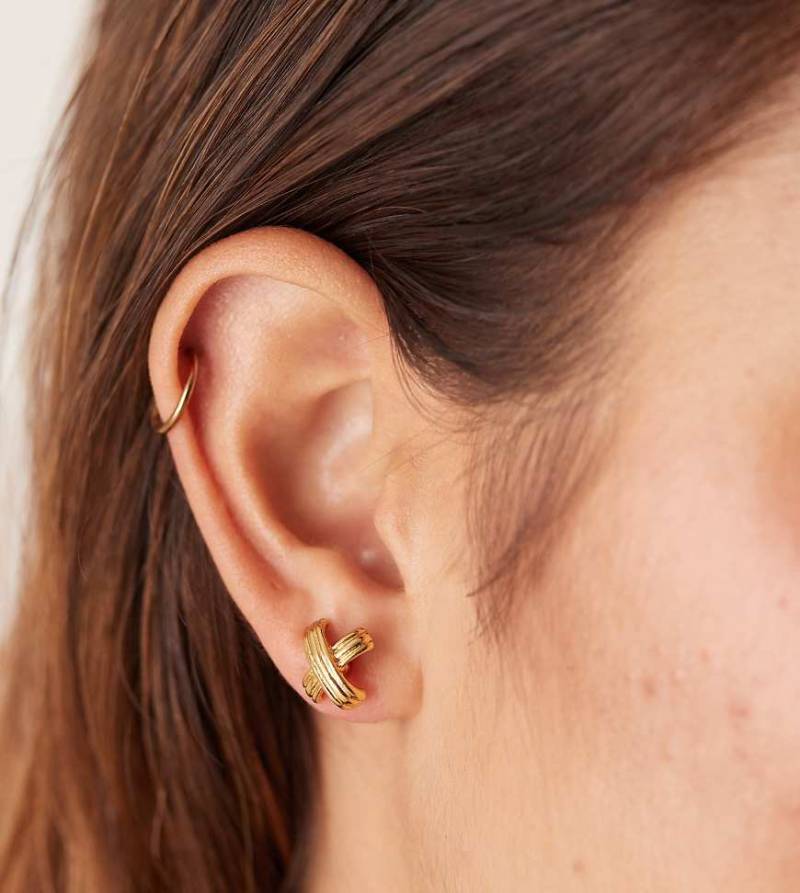 Orelia - Überkreuzte Ohrstecker mit 18-Karat-Vergoldung-Goldfarben von Orelia