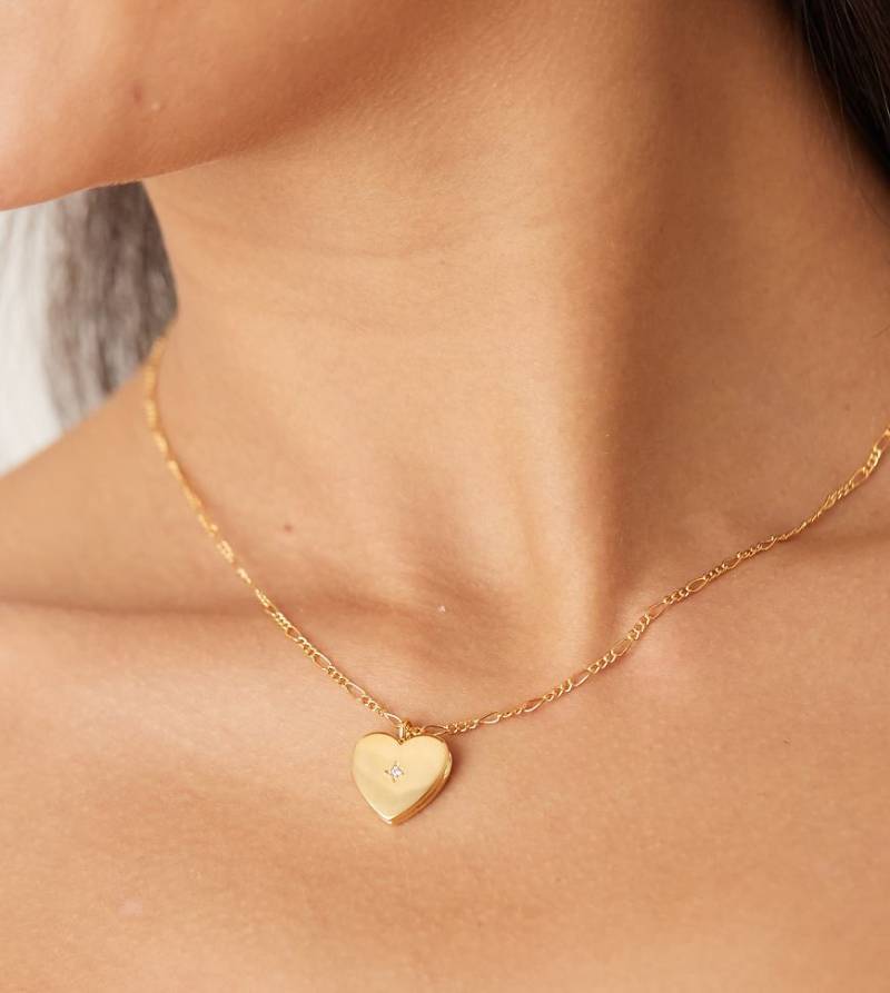 Orelia - Vergoldete Halskette mit Herz-Medaillon und Kristall-Goldfarben von Orelia