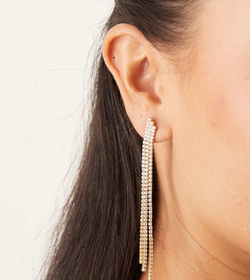 Orelia - Vergoldete Ohrringe mit Wasserfall-Kettendesign und Kristallsteinen-Goldfarben von Orelia