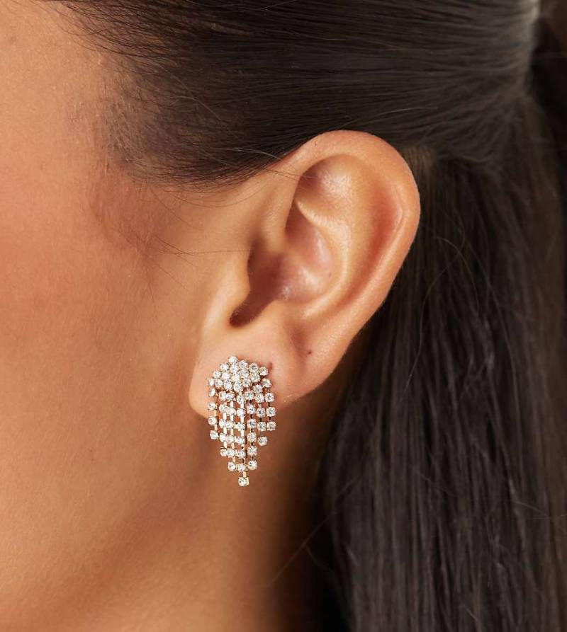 Orelia - Vergoldete Ohrringe mit Wasserfall-Kettendesign und Kristallsteinen-Goldfarben von Orelia