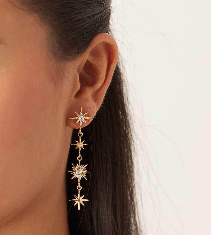 Orelia - Vergoldete Statement-Ohrringe mit Starburst-Anhängern mit Kristall-Goldfarben von Orelia