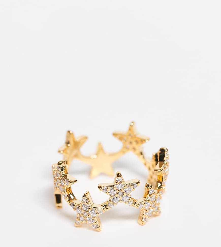 Orelia - Vergoldeter Statement-Ring mit Pavé-Sterndesign-Goldfarben von Orelia