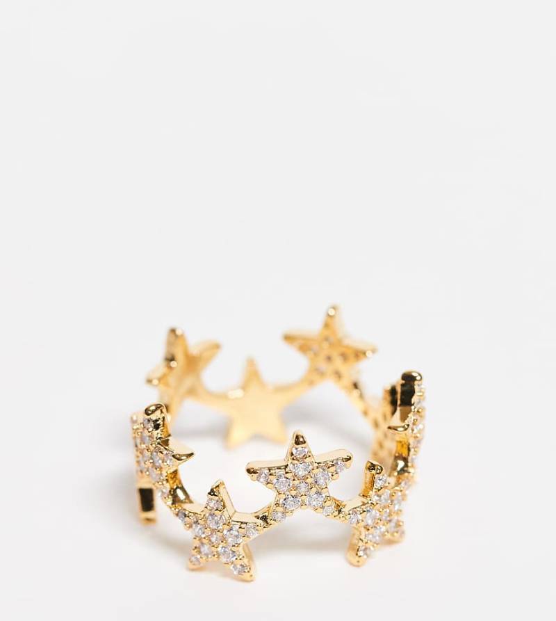 Orelia - Vergoldeter Statement-Ring mit Pavé-Sterndesign-Goldfarben von Orelia