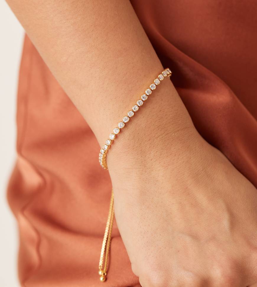 Orelia - Vergoldetes Tennisarmband mit verstellbarem Design, Kristallsteinen und Schiebeverschluss-Goldfarben von Orelia