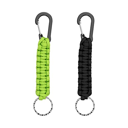 2 Pcs Schlüsselanhänger Paracord mit Karabiner Paracord Schlüsselband Clip Geflochtene Lanyard Ring-Haken-Clip Überlebens-Set für Autoschlüssel Taktik Klettern Outdoor, Camping, Wandern, Männer Frauen von Orenge