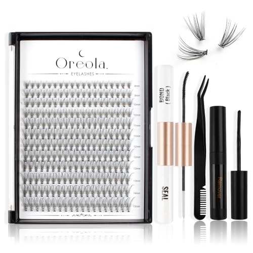 Oreola Einzelne Wimpern Set künstliche Wimpern natürlich 228PCS Einzelwimpern mit Bindung und Versiegelung 0,07D 20D 8–15 mm Wimpern Cluster mit Entferner, Applikator, DIY Eyelash Extensions At Home von Oreola